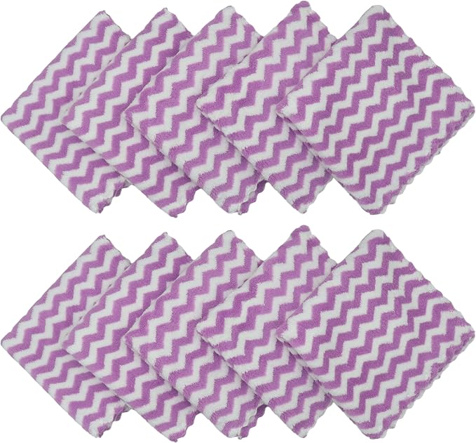 Microfiber Cleaning Cloth, 10 Pack Microfiber Rags,12inx12in,Purple | Lint Free Dish Cleaning Cloths, Fast Drying Dish Rags For Cleaning, Absorbent Washcloths