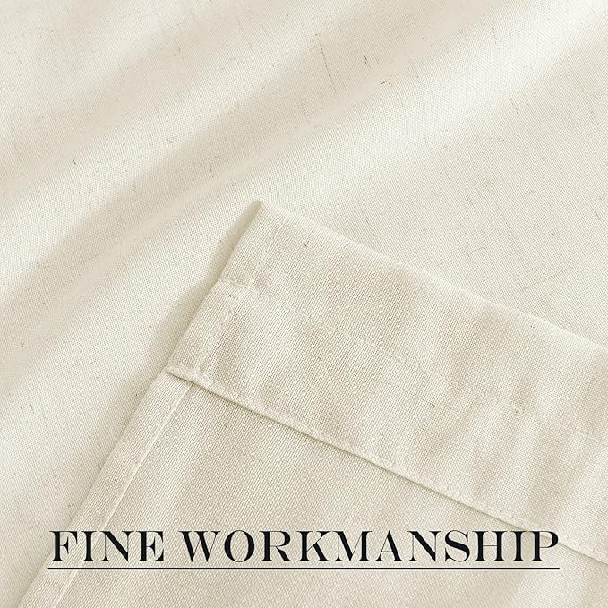 NICETOWN Off White Linen Door Curtain 50 inches Long for Half Window | Light Filtering, Rod Pocket with Tieback, Farmhouse French Door Shade for Front Back Window Cover, 1 Panel, Off White
