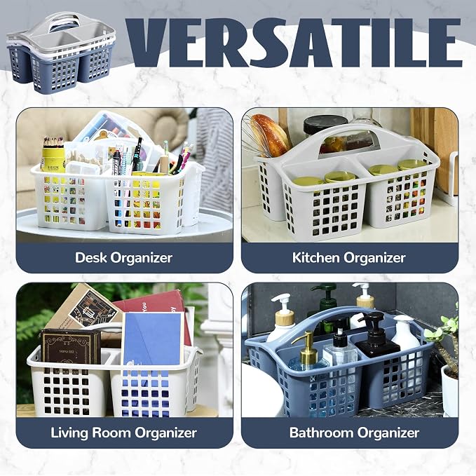 3 Pcs Portable Shower Caddy Basket Cleaning Supplies Organizer with Compartments and Handle Plastic Shower Caddy Shower Bucket for Storage Bathroom Bedroom Kitchen College Dorm