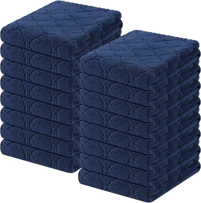 Homaxy Super Soft 16 Pack Coral Velvet Dish Cloths, 10" x 20", Navy Blue | Ultra-Absorbent Dishcloths, No Lint, Nonstick Oil, Fast Drying, Microfiber Cleaning Cloth