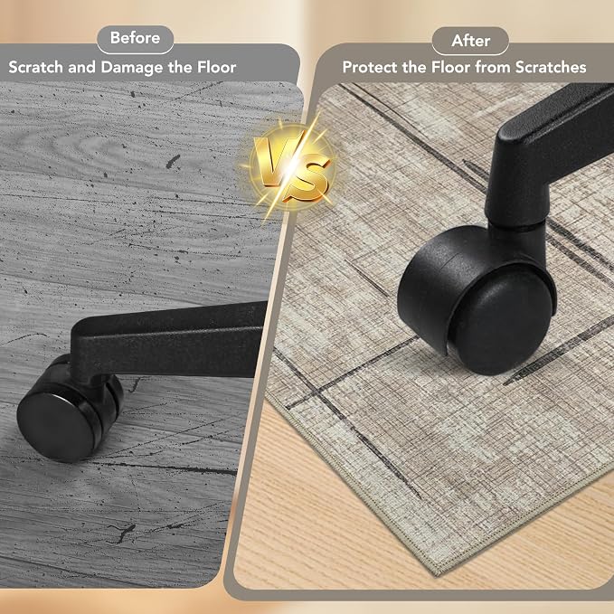 Office Chair Mat for Hardwood Floor&Tile Floor,48"X 60"-Khaki | Heavy Duty Desk Chair Mat for Hard Floors,Under Desk Rug for Rolling Computer Chair,Anti Slip,Low Pile Carpet Floor