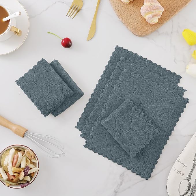 Homaxy Super Soft 16 Pack Coral Velvet Dish Cloths, 10" x 10", Dark Grey | Ultra-Absorbent Dishcloths, No Lint, Nonstick Oil, Fast Drying, Microfiber Cleaning Cloth