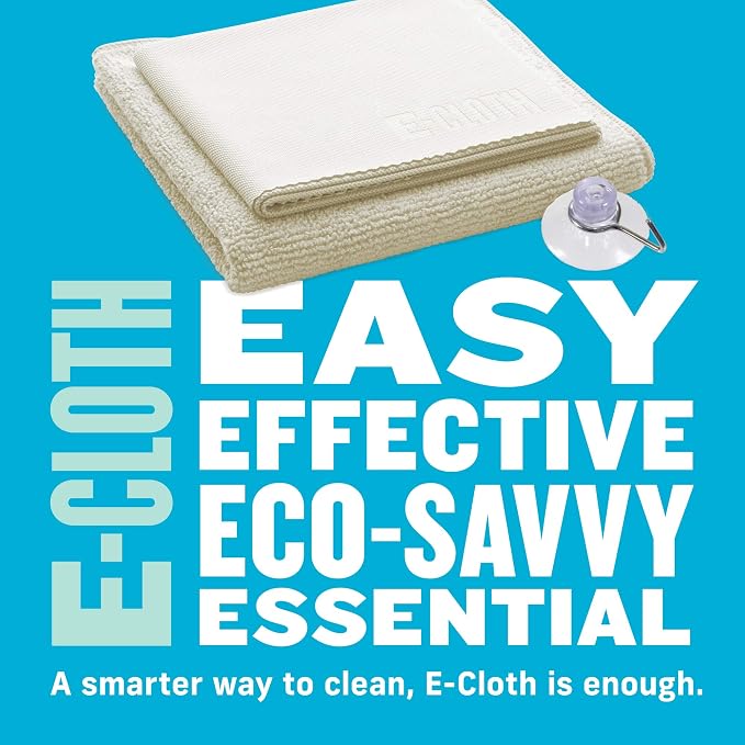 E-Cloth Shower Cleaning Cloth Kit, Reusable Towels - 1 Pack | Reusable Towel, Glass Cleaner for Showers and Bathrooms, Glass Polishing Wash Cloth, Household Cleaning Supplies