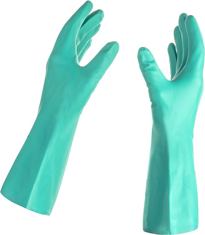 Best Nitrile Rubber Cleaning, Household, Dishwashing Gloves, Latex Free, Vinyl Free, Reusable not Disposable, Extra Extra Large 2X-Large, (12 Pairs)