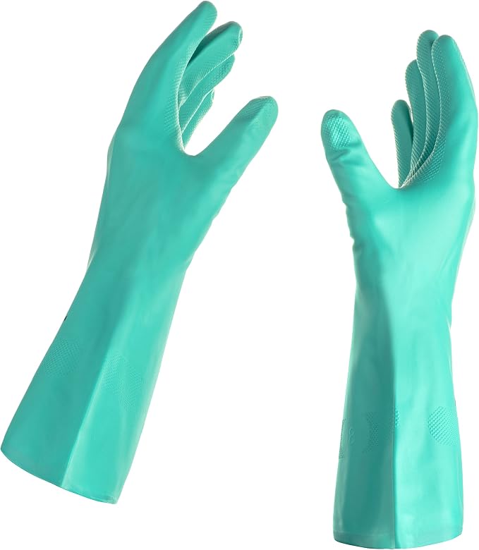 Best Nitrile Rubber Cleaning, Household, Dishwashing Gloves, Latex Free, Vinyl Free, Reusable not Disposable, Small S, (1 Pair)