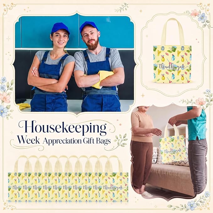 Tallew 36 Pcs Housekeeping Appreciation Week Gifts Housekeeping Bag Bulk | Thank You Bag Reusable Non Woven with Handle for Housekeeping Appreciation Gift Housekeeper Custodial Cleaning Staff Evs