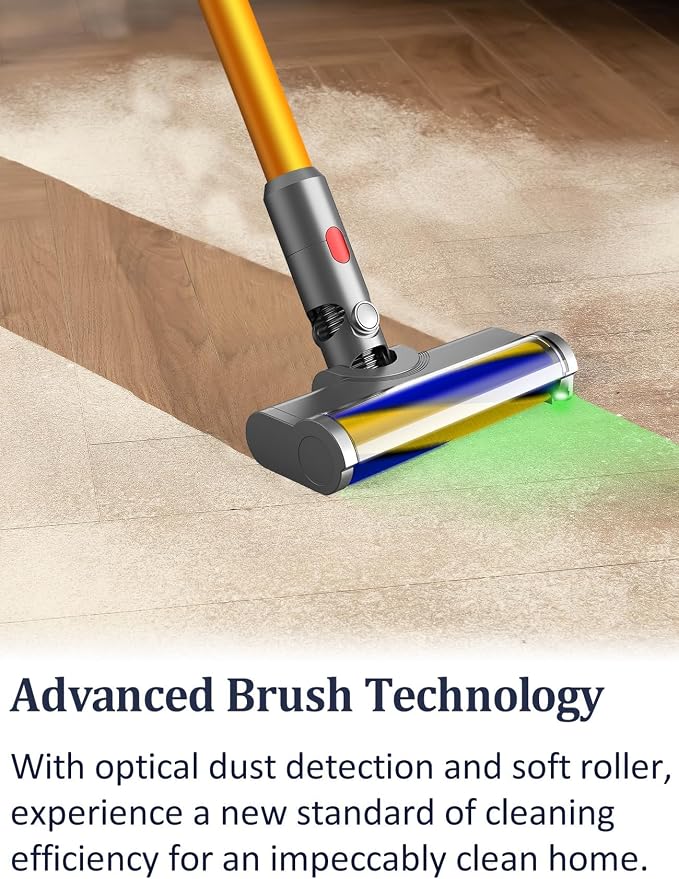 Vacuum Attachments with Dust Detect Green Light for Dyson V7 V8 V10 V11 V15 Cordless Cleaners, Hard Floor Soft Roller Brush Head Motorhead Replacement Accessories Parts