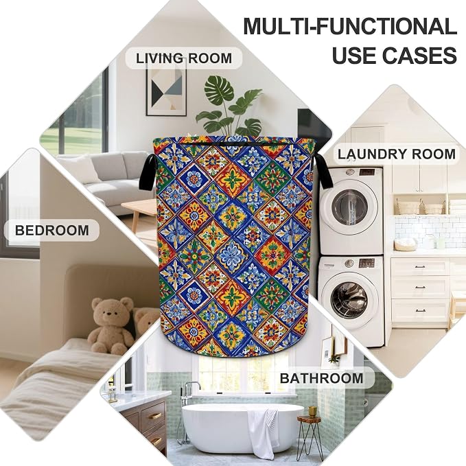 Bohemia Laundry Basket Foldable Oxford Laundry Hamper With Handle For Room Bathroom Bedroom