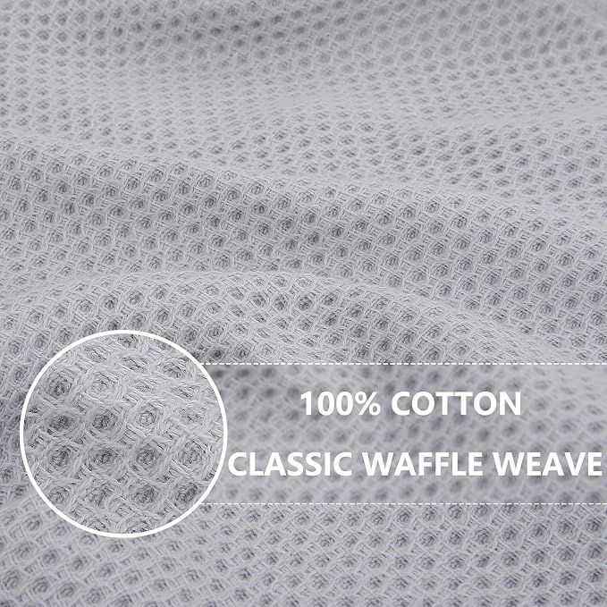 Homaxy 100% Cotton Waffle Weave Kitchen Dish Cloths 6-Pack, Light Gray | 12 x 12 Inches, Ultra Soft Absorbent Dish Towels, Quick Drying Dish Rags with Hanging Loop