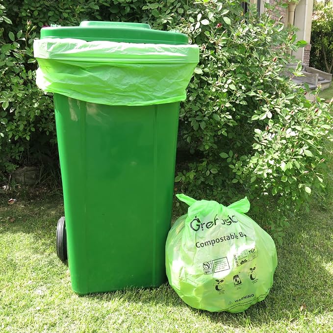 Compostable Bags,Trash bags 13+ gallon tall kitchen, Compostable Trash Lawn & Leaf Yard Waste Bags,Kitchen Compost Trash Bin Compatible,Extra Thick1.01 Mills,Certified by BPI and OK Compost