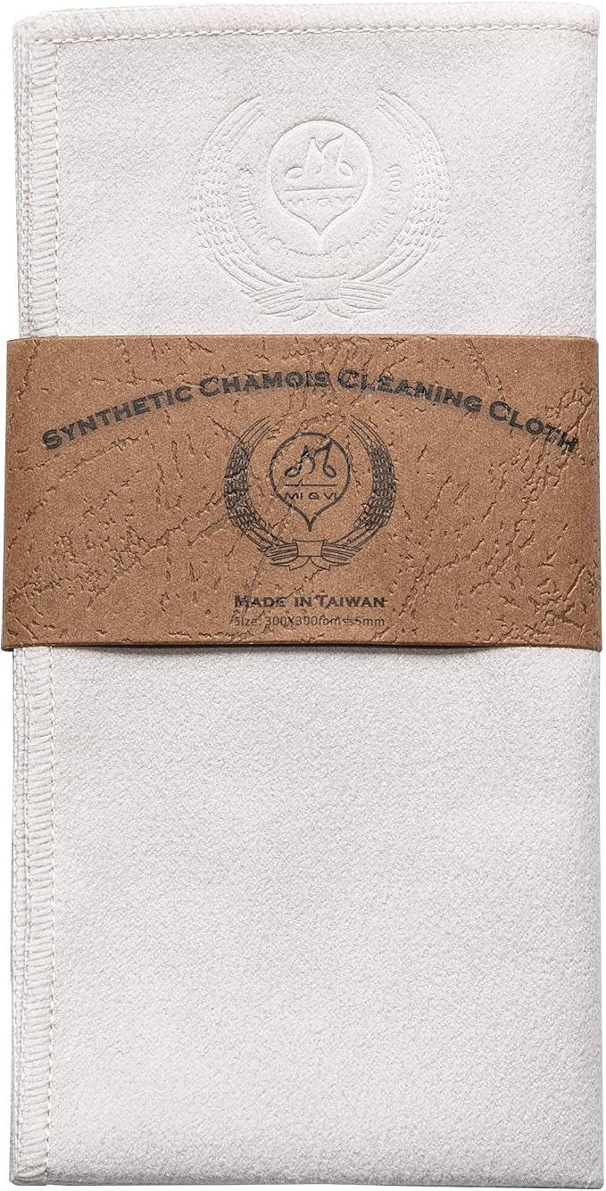 MI&VI Synthetic Chamois Microfiber Instrument Cleaning & Polishing Cloth for Violin, Viola, Cello, Bass, Guitar, Piano, Saxophone, Flute 12x12in (Ash Grey)