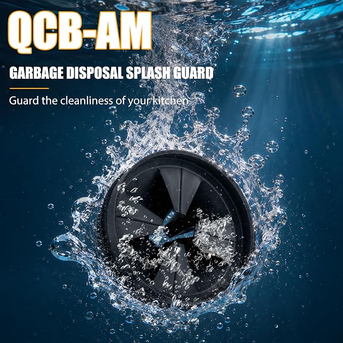 3 3/8" Garbage Disposal Splash Guard Replacement for InSinkErator Evolution | QCB-AM rubber Drain Insert, Sink Baffle, Garbage Disposer Accessories, Upgraded Removable Quiet Collar Drain Plugs, Black