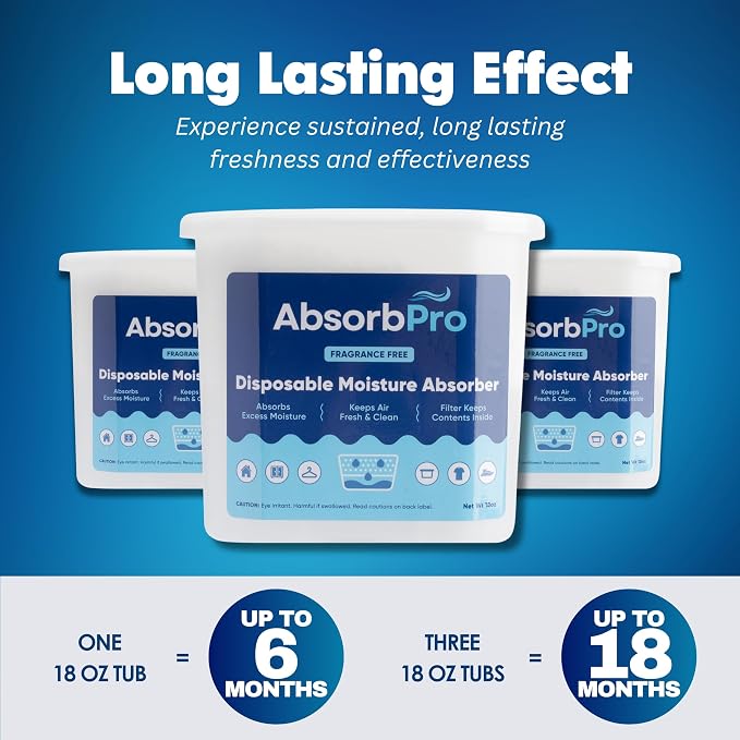 Absorb Pro Moisture Absorber Tub 18 oz, Fragrance Free, 3-Pack