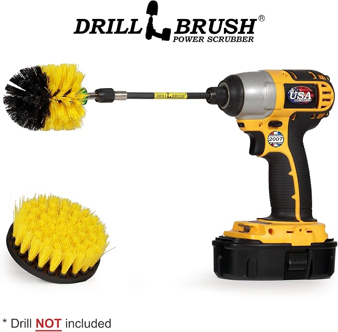 Bathroom Accessories - Bathroom Cleaning Tools - Drill Brush Attachment Set | Cleaning Supplies - Drill Brush - Grout Cleaner - Shower Cleaner - Scrub Brush for Shower - Tile Cleaning Brush - Bathtub