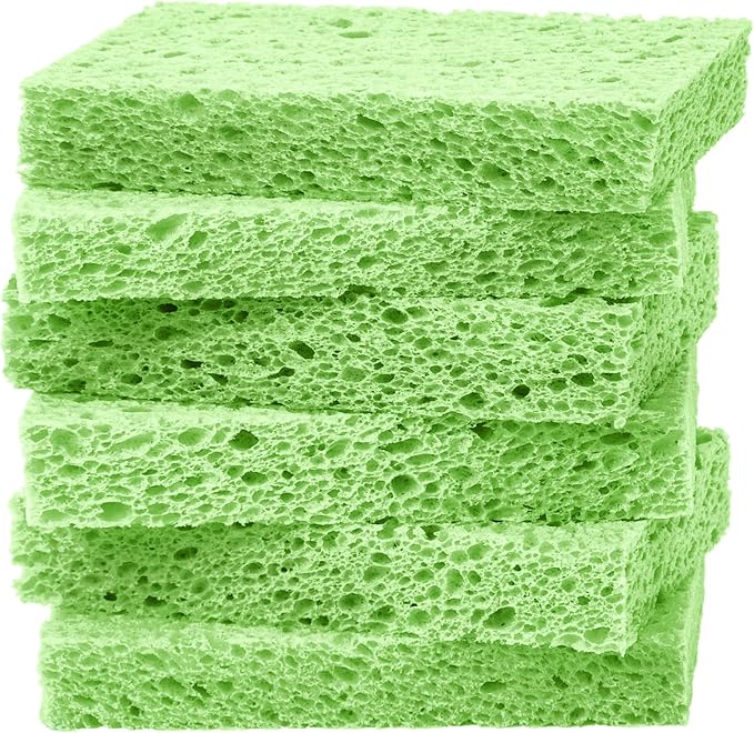 6 Pack Green Cellulose Scrub Sponges Non-Scratch Heavy Duty for Kitchen | Cellulose, Pop-Up, Eco-Friendly, Heavy Duty, Non-Scratch, Kitchen, Bathroom, Multipurpose, Odor Resistant
