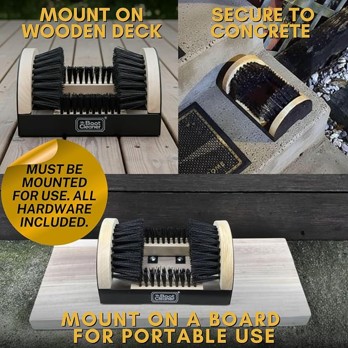 Heavy Duty Boot Cleaner Scrubber, for Mounted or Portable Use, Wood | Mr. Boot Cleaner Boot/Shoe Scraper, Use Indoors or Outdoors, Suitable for Home or Commercial Sites, Includes Hardware