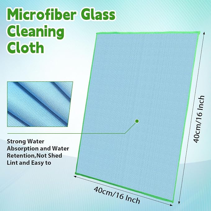 Maxcheck 24 Pack Magic Cleaning Cloth, 16 x 16 Inch Microfiber Glass Cleaning Cloths Reusable Lint Free Microfiber Towels for Kitchen Dish, Windows, Mirror, Glass, Car(Blue)