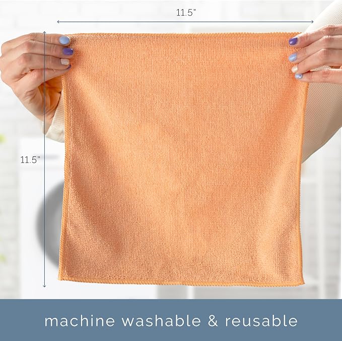 S&T INC. Microfiber Cleaning Cloth, 50 Pack, 11.5" x 11.5", Assorted Colors | Cleaning Cloth for Home and Car, Reusable and Multi-Purpose Cleaning Rags, Machine Washable