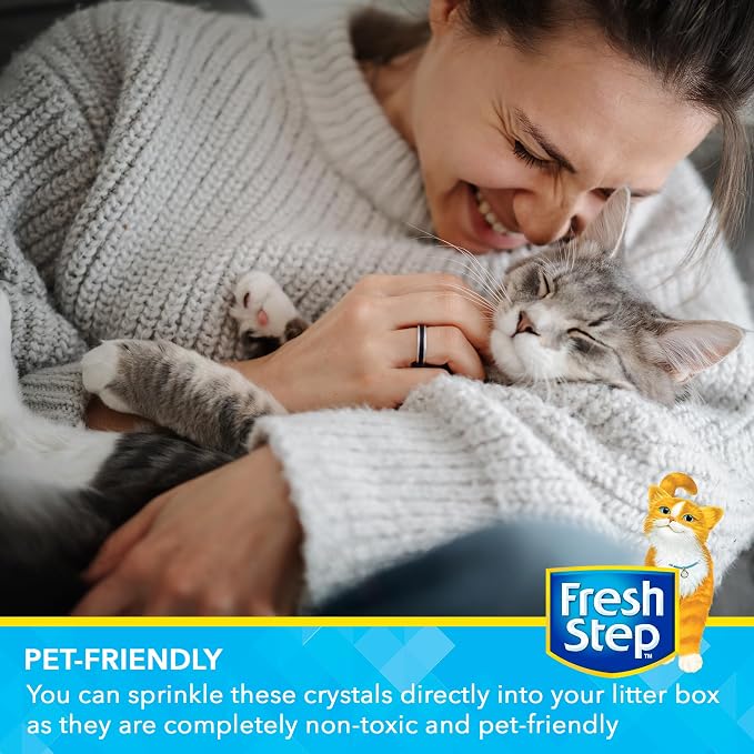 Fresh Step Sweet Blossom Cat Litter Deodorizing Crystals, 15 Oz | Non-toxic odor neutralizing formula, controls litter box smells, keeps home areas fresh, easy sprinkle