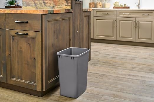 Rev-A-Shelf Double Pullout Garbage Trash Cans for Kitchen Cabinets, 35 Qt | Replacement Large Capacity Waste/ Recycling Bins for Kitchen Cabinet Pullouts, Silver, RV-35-17-2