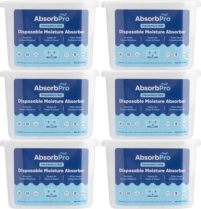 Absorb Pro Moisture Absorber Tub 10.5 oz, Fragrance Free, 6-Pack
