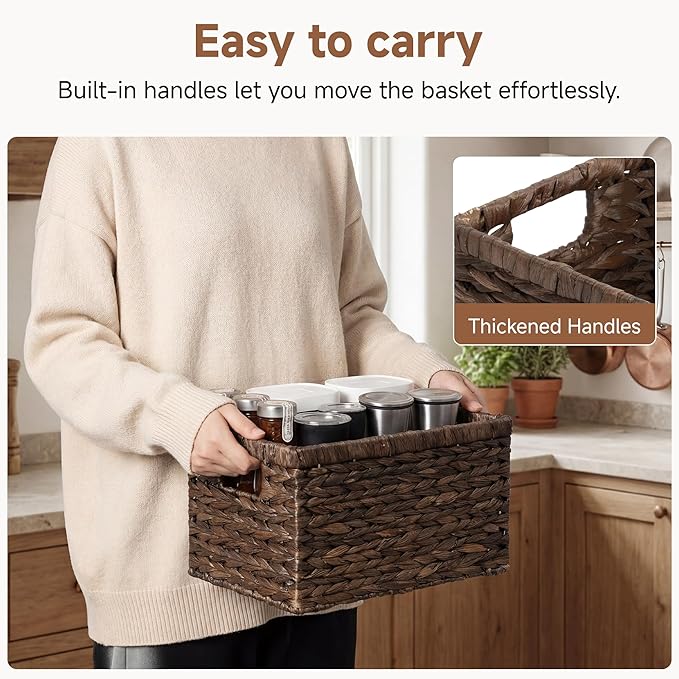 StorageWorks Storage Baskets for Organizing,Hyacinth Storage Baskets,2-Pack | Water Hyacinth Baskets for Shelves, Decorative Baskets for Home Decor, Decorative Baskets for Shelves, Woven Baskets