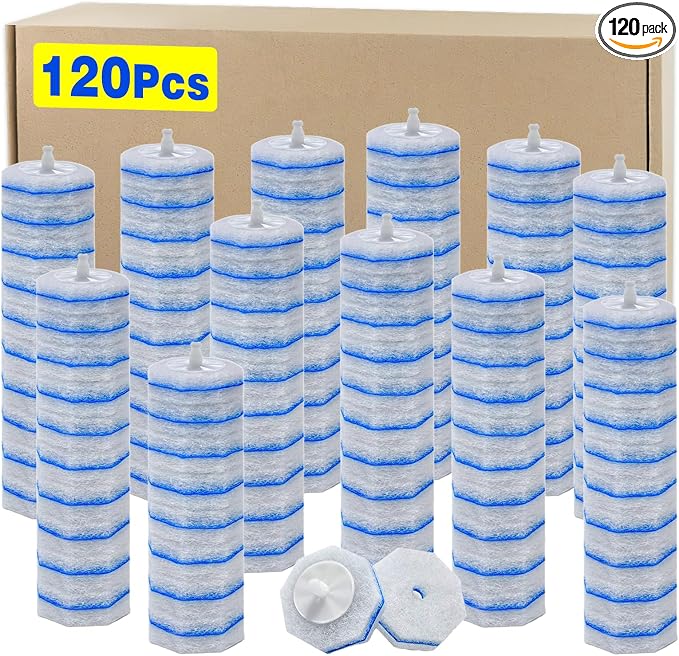 120 Count Toilet Brush Head Refills for Clorox Toilet Cleaning System | Upgrade Fiber Cleaner Heads for Clorox Toilet Closestool .(not included brush rod)