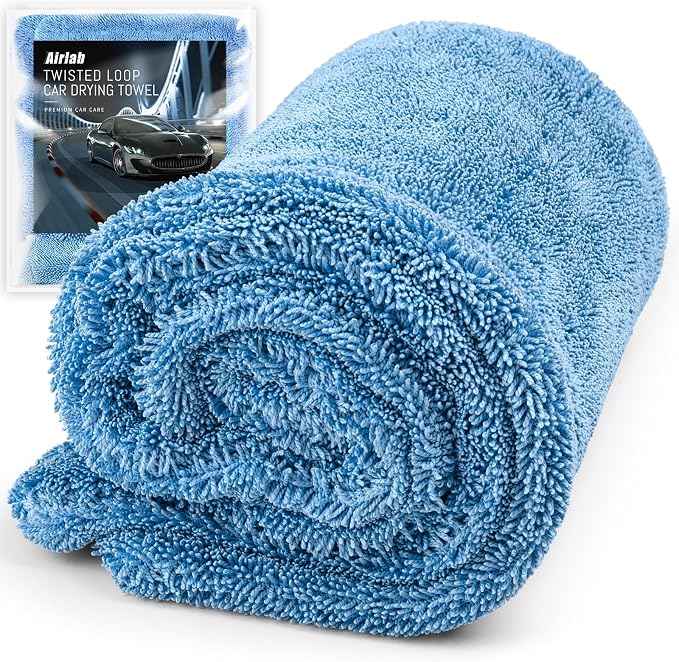 Airlab Microfiber Towels Cars Wash Drying Cleaning Cloth, Light Blue | Thick Plush Auto Detailing Super Absorbent for Interior & Exterior Lint Free, Streak Free, 24 x 16 Inch, Pack of 1