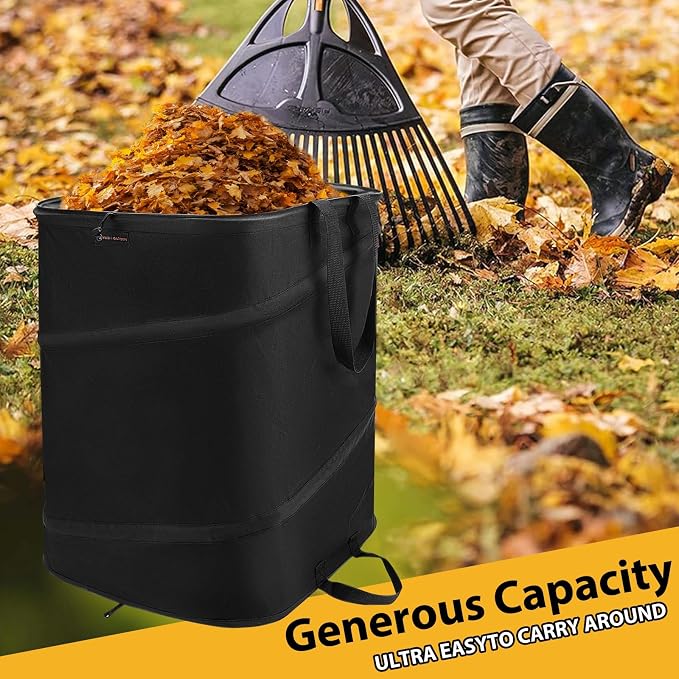 YUDI & GARDEN 46 Gallon Square Collapsible Yard Waste Bin | Collapsible Trash Can for Collecting Weeds, Leaf, Yard and Party Waste