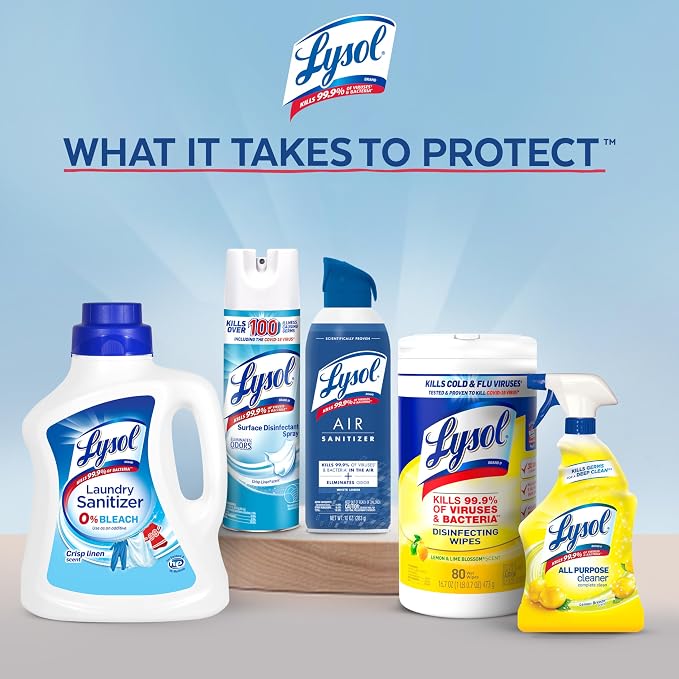 Lysol Air Sanitizer with Bacterial Odor Eliminator for Home & Office, Air Freshener Alternative, Cotton Blossom Scent, 10 oz (Pack of 6)