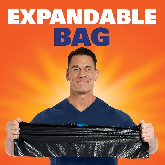Hefty Ultra Strong 13 Gallon Trash Bags,Black Tall Kitchen Trash Bags 13 Gallon Size,Break Resistant Drawstring Enclosure,Continuous Odor Control,Blackout,Unscented,40-Bags,(Pack of 6)