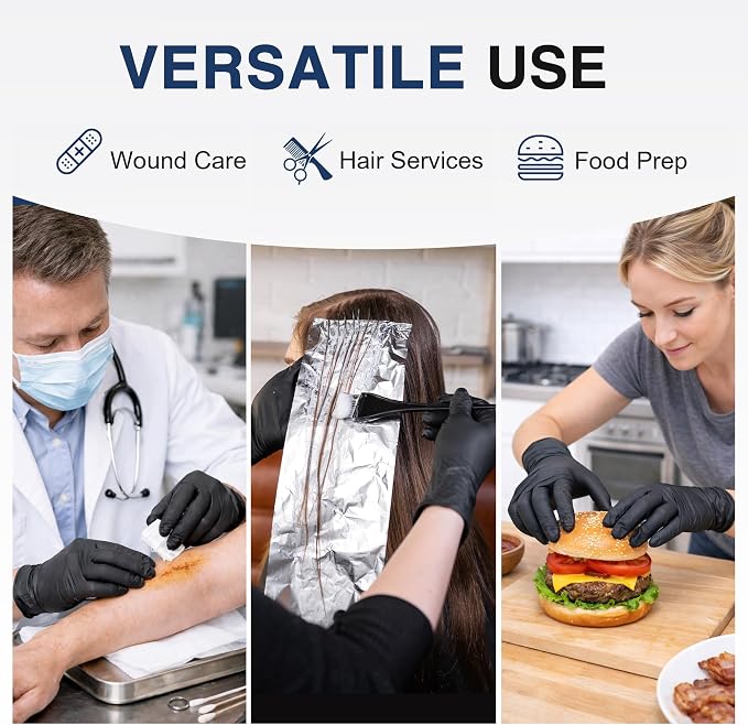 Schneider Black Nitrile Gloves, Gloves Disposable Latex Free, Powder Free | 2.5-Mil, Medical Exam Glove, Food Safe Gloves, Cooking Gloves, Cleaning Gloves