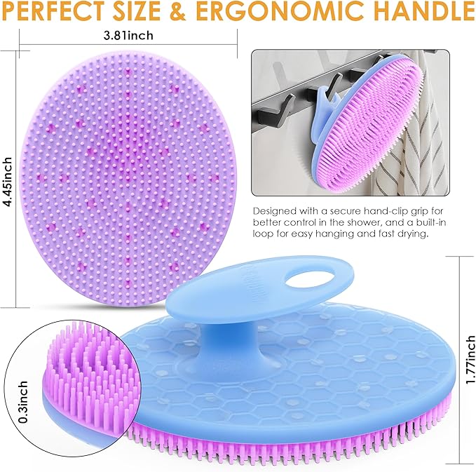 INNERNEED Magnetic Silicone Body Scrubber, Hygienic Shower Brush, Purple | Gentle Exfoliating & Deep Cleansing Body Brush for Daily Shower, Skin Vitality