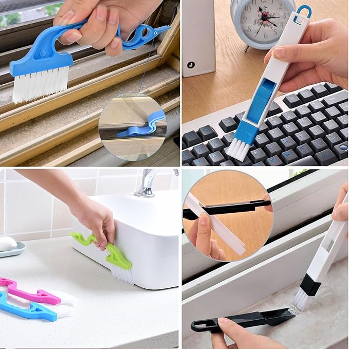 TuTuYa 11PCS Cleaning Brush Set, Multifunctional Gap Cleaning Brush | Remove Stubborn Dirt, Crevice Brush Reach into Deep and Narrow Space, Groove Gap Brush&Dustpan Brush Clean Track and Gap