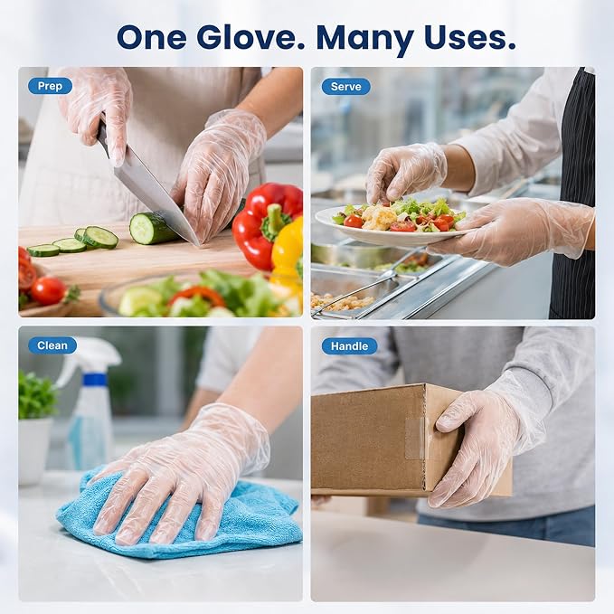 ForPro Disposable Vinyl Gloves, Industrial Grade, Powder & Latex Free, Non-Sterile, Food Safe, 2.75 Mil Palm, 3.9 Mil Fingers
