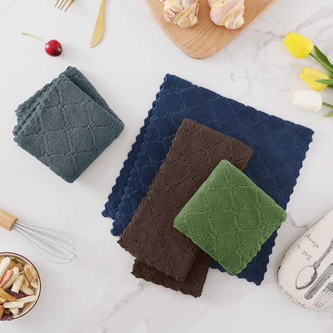 Homaxy Super Soft Absorbent Coral Velvet Dish Cloths 16 Pack, 13" x 19" | Ultra-Absorbent Dishcloths, No Lint, Nonstick Oil, Fast Drying, Microfiber Cleaning Cloth
