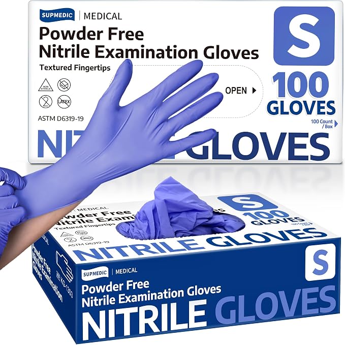 Soft Max™ Nitrile Exam Gloves, Powder-Free Disposable Blue Iris | Soft Stretch Fit • Powder-Free • Latex-Free • Medical • Examination • Chemo Rated • Cooking • Cleaning • Food Prep • 100 Ct