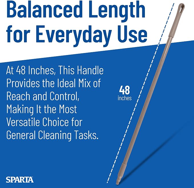 SPARTA 41225EC01 Fiberglass Broom Handle, Mop Handle, Replacement Handle With Acme Threaded Tip For Commercial Cleaning, 48 Inches, Brown, (Pack of 12)