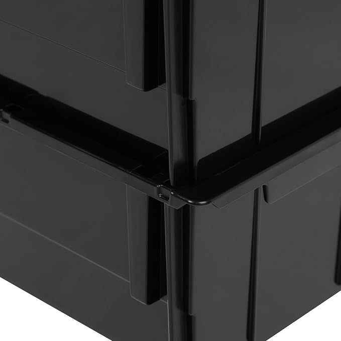IRIS USA 12-Pack, Small Stackable Storage Bins, Black | Organize small parts, hardware, craft supplies, pantry items, and household essentials with open-front access, stackable bins