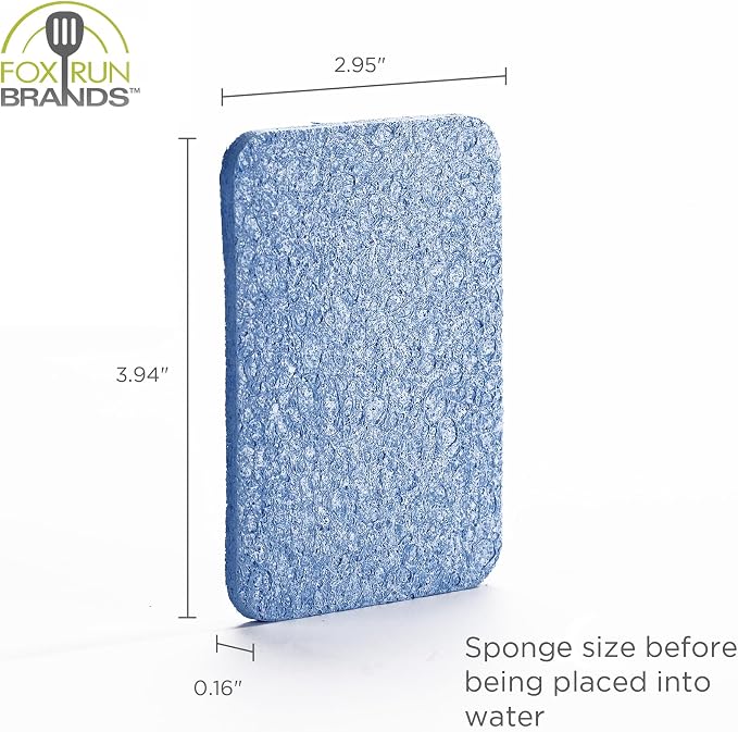 Fox Run Blue Natural Dish Sponges, Set of 12 Non Scratch Kitchen Sponges | Easily Clean Plates, Pots & Glasses | Dish Sponges For Nonstick Pans | Kitchen Cleaning | Reusable Kitchen Scrub Sponge Set