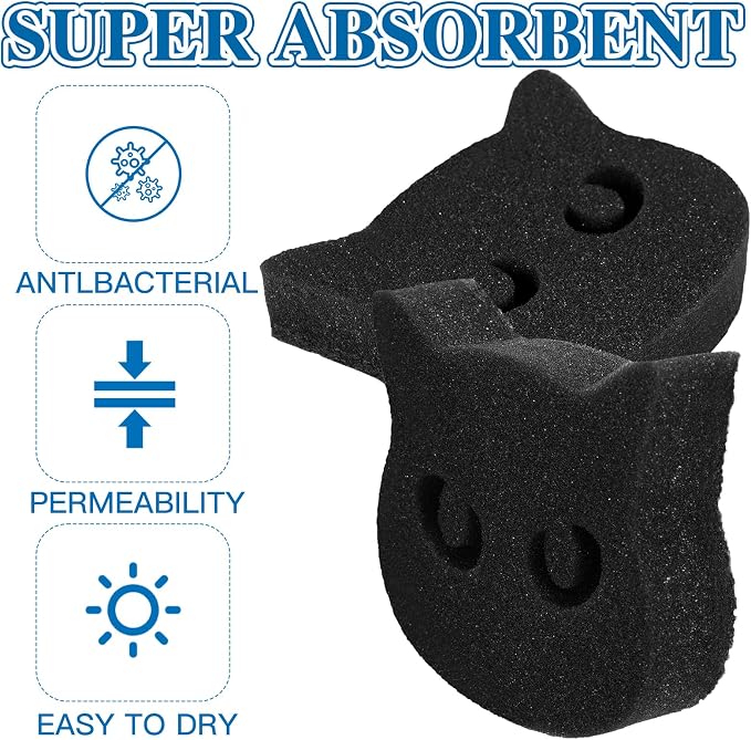 Tioncy 12 Pack Halloween Black Cat Kitchen Sponges | Dual Sided Scrubber, Gothic Halloween Decor, Reusable Non Scratch Dishwashing, for Cookware Pot Boiler Pan Household