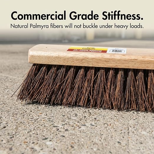 Janico Bristles Outdoor Surface Push Broom with Palmyra Bristles (18 Inch)