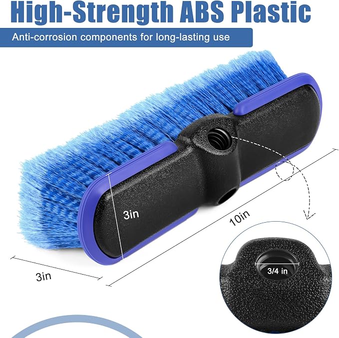 Car Wash Brush Head with Soft Bristle 10 Inch, Car Cleaning Brush with Protective Bumper for Cleaning Auto Cars Trucks RV Boat Deck Solar Panel