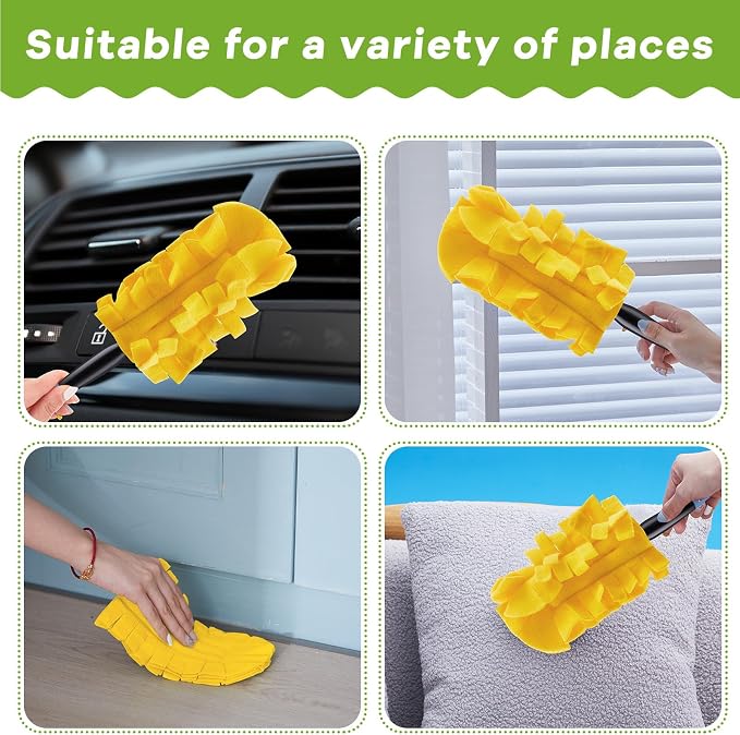 Zubebe 12 Pcs Reusable Duster Refills Fleece,Yellow | Soft Polyester Fiber Flat Duster Refill Multi Surface Washable Cleaning Pad Tools for Home, Blinds, Car, Pet, Furniture, Fans