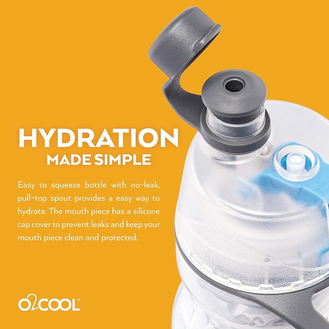 O2COOL Mist N Sip 20 oz Misting Sports Water Bottle Ombre Prism Pink