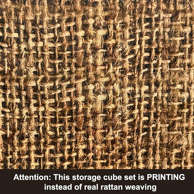homyfort 11x11 Cube Storage Bins - Fabric Cubby Bins with Dual Handles, Collapsible Storage Organizer for Shelf, Closet, Nursery, Set of 6 (PRINTING instead of Real Rattan Weaving)