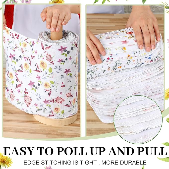 Reusable Kitchen Cloths Cotton Towel, 36 Pack, Wildflowers | Washable 9.84x11.81in, Paperless Towel Rolls Bulk, Cleaning Cloth Napkins for Dishes