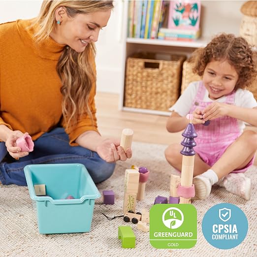 ECR4Kids Scoop Front Storage Bin, Multipurpose Organization, Contemporary, 5-Piece | Durable plastic, GREENGUARD Gold Certified, 1.2 gallon capacity, lightweight & nestable, built-in handle, classroom/home use