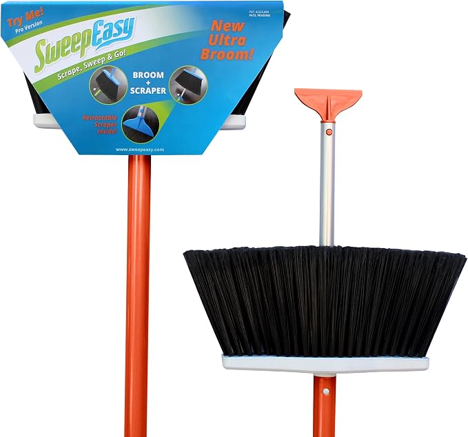 Broom, As Seen On Shark Tank. for Indoor and Outdoor Use Retractable Handle with Scrapper Making Sweeping Easy