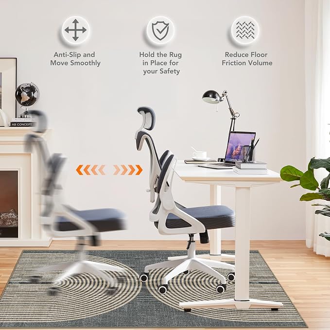 Office Chair Mat for Hardwood Floor&Tile Floor,48"X 60"-Geo Grey | Heavy Duty Desk Chair Mat for Hard Floors,Under Desk Rug for Rolling Computer Chair,Anti Slip,Low Pile Carpet Floor